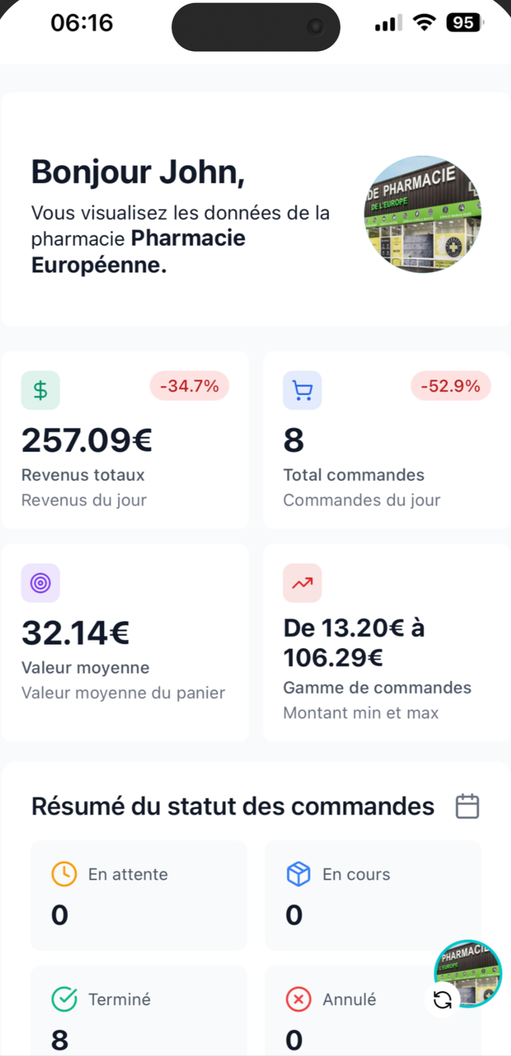 Écran d'accueil de l'application Nexum Pro